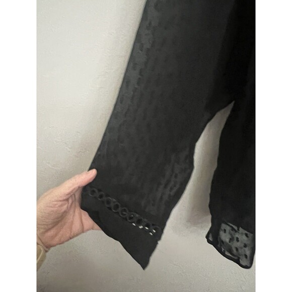 Soft Surroundings Black Tunic Top Floral Embroidered Beaded 2X Balloon Sleeve - Picture 5 of 9